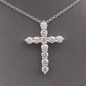 Brilliant Petite Diamond Cross Pendant Necklace in Platinum
