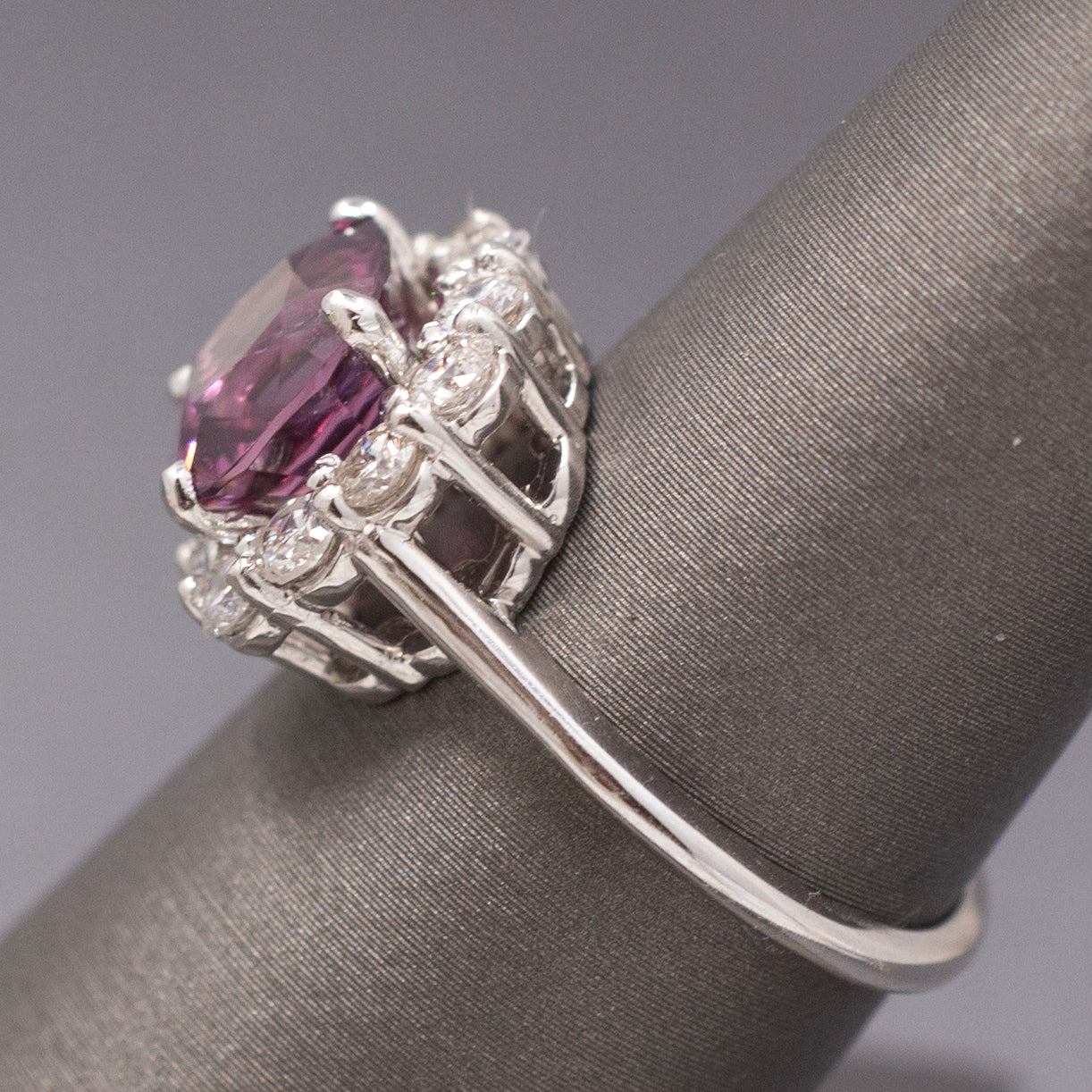 Spectacular Purple Spinel and Diamond Ring in 14k White Gold