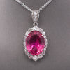 Stunning 9.71cttw Vivid Pink Tourmaline and Diamond Pendant Necklace in 14k White Gold