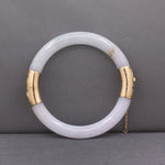 Vintage Type A Jadeite Jade Untreated Round Bangle in 14k Yellow Gold