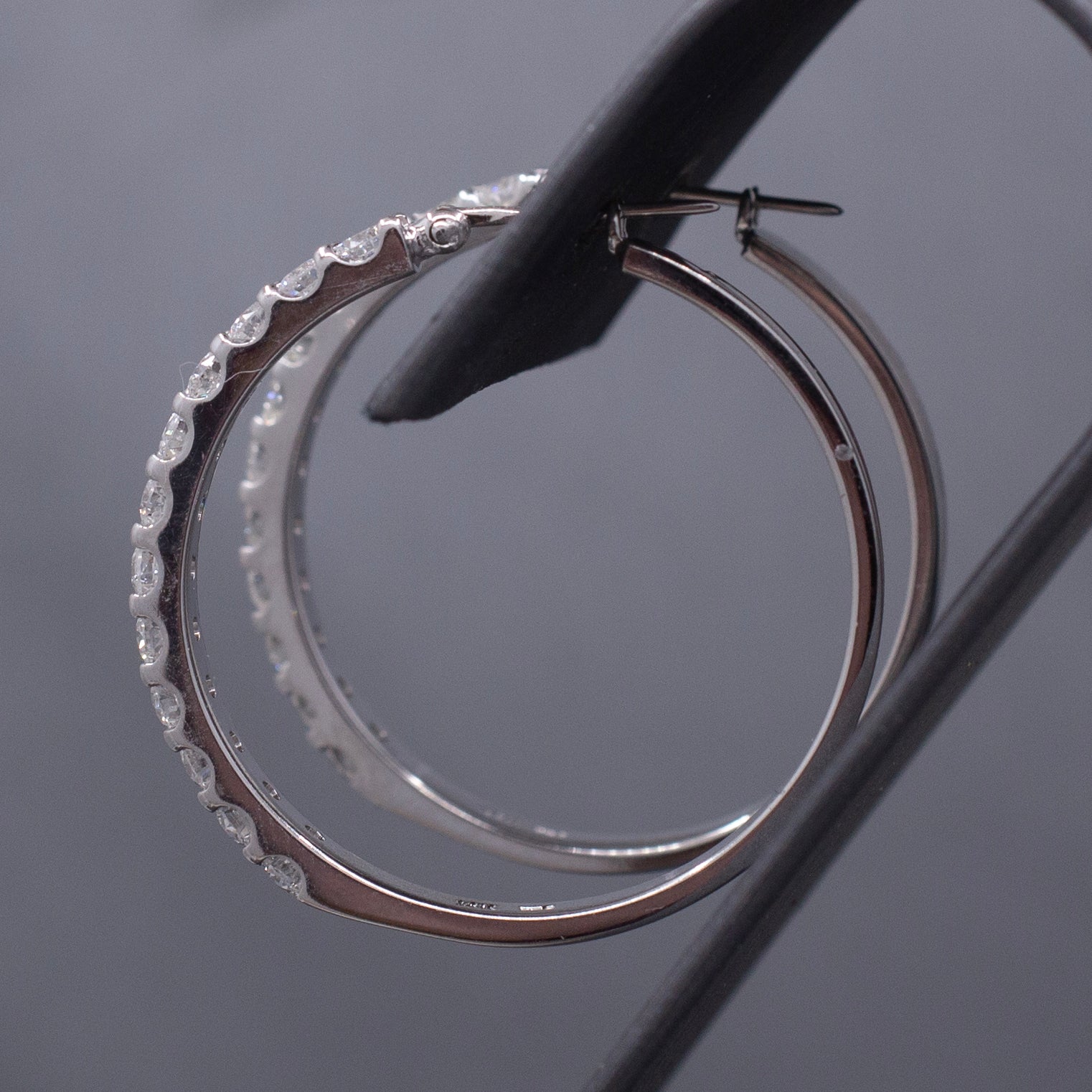 Stunning 2.00cttw Natural Diamond Round Hoop Earrings in 14k White Gold