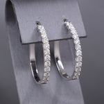 Stunning 2.00cttw Natural Diamond Round Hoop Earrings in 14k White Gold