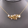 Exquisite Art Nouveau Diamond and Pearl Necklace in 14k Yellow Gold