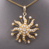 Antique Victorian Celestial Starburst Pendant with Old Mine cut Diamond and Pearls in 14k