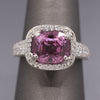 Exquisite Pink Plum Purple Spinel and Diamond Ring in Platinum