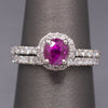 Sparkling Natural Ruby and Diamond Wedding Bridal Ring Set in Platinum