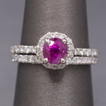 Sparkling Natural Ruby and Diamond Wedding Bridal Ring Set in Platinum