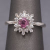 Sweet Pink Sapphire and Diamond Starburst Ring in 14k White Gold