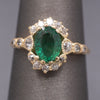 Dreamy Antique Victorian Emerald and Diamond Ring in 14k Yellow Gold