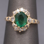 Dreamy Antique Victorian Emerald and Diamond Ring in 14k Yellow Gold