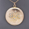 Antique Victorian Old Mine Cut Diamond Flower Basket Pendant Necklace in 14k Yellow Gold
