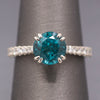 Stunning Natural Teal Blue Apatite and Diamond Ring in 14k White Gold