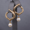 Gorgeous Bold Diamond Hoop Earrings with Pearl Dangles in 14k Yellow Gold