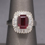 GIA Certified Burmese Ruby and Diamond Ring in 14k White Gold