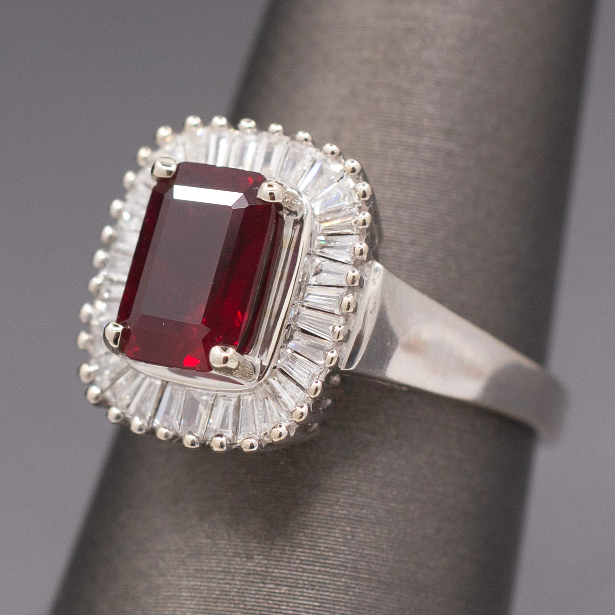 GIA Certified Burmese Ruby and Diamond Ring in 14k White Gold