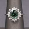 Incredible Blue Green Teal Tourmaline and Diamond Ring in 14k White Gold