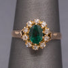 Antique Victorian Emerald and Rose Cut Diamond Ring in 10k Yellow Gold