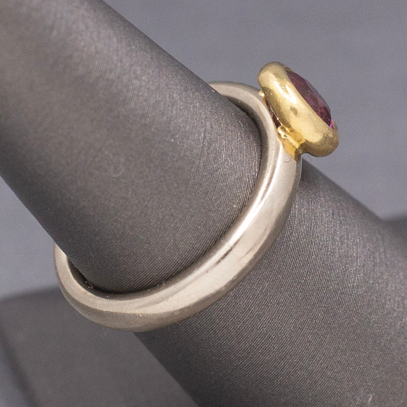 Ravishing Raspberry Garnet Bezel Set Low Profile Ring in 14k and 18k Gold