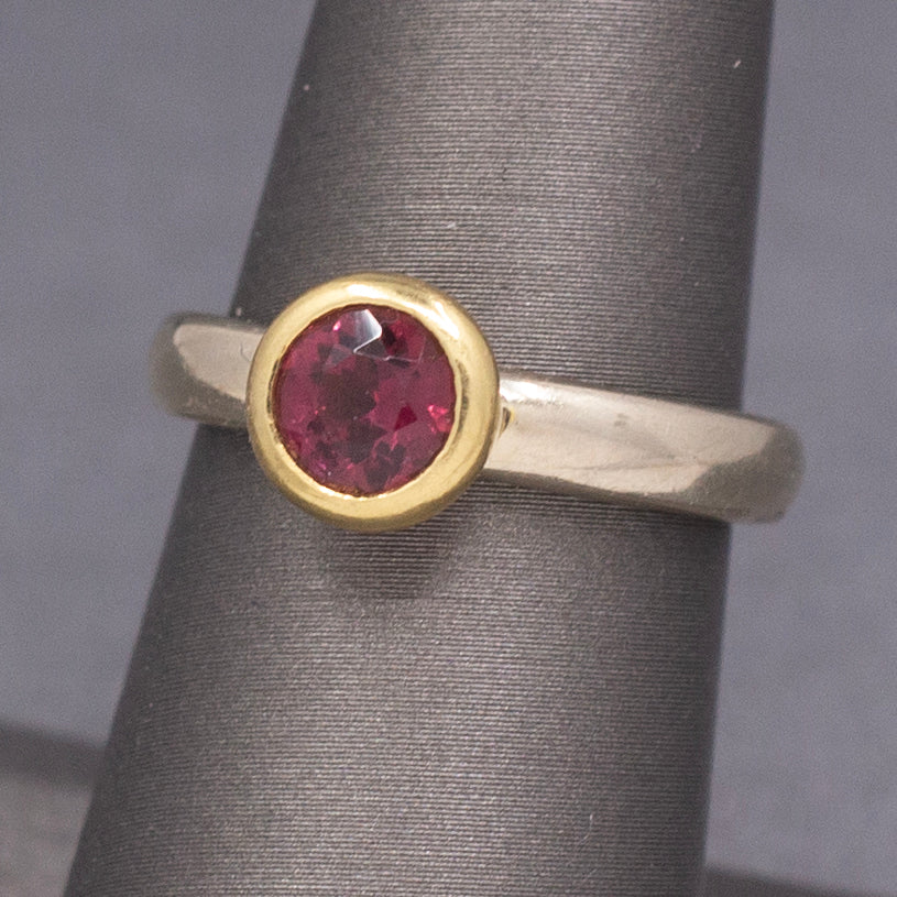 Ravishing Raspberry Garnet Bezel Set Low Profile Ring in 14k and 18k Gold
