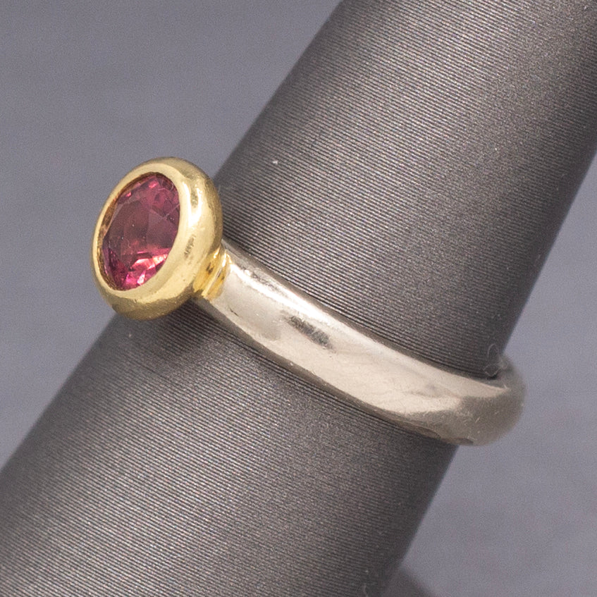 Ravishing Raspberry Garnet Bezel Set Low Profile Ring in 14k and 18k Gold