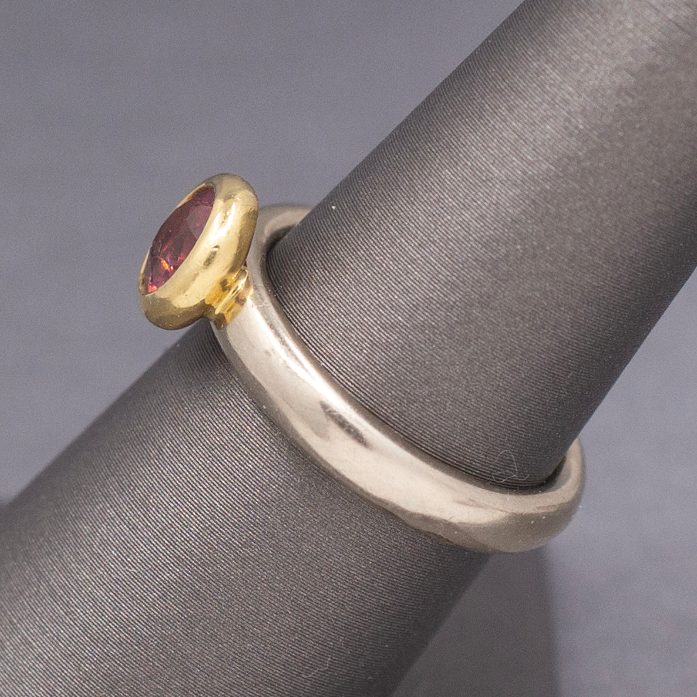 Ravishing Raspberry Garnet Bezel Set Low Profile Ring in 14k and 18k Gold