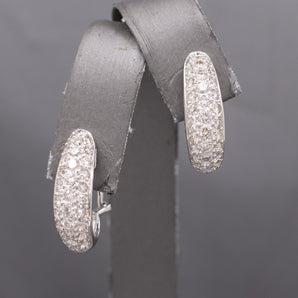 Dazzling 2.98cttw Pave' Diamond J Hoop Earrings in 18k White Gold