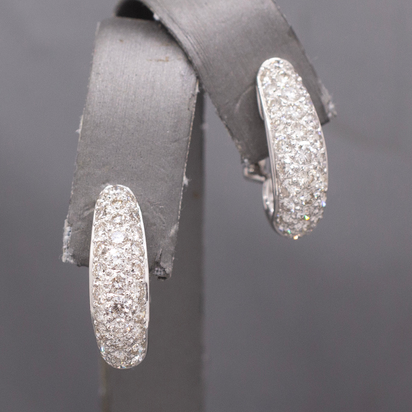 Dazzling 2.98cttw Pave' Diamond J Hoop Earrings in 18k White Gold