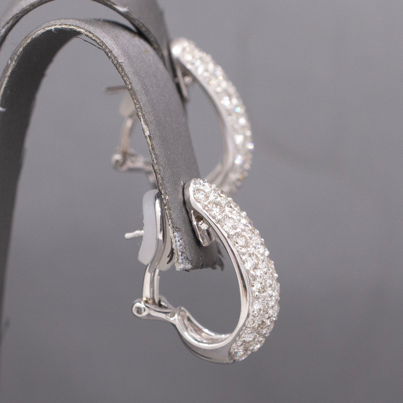Dazzling 2.98cttw Pave' Diamond J Hoop Earrings in 18k White Gold
