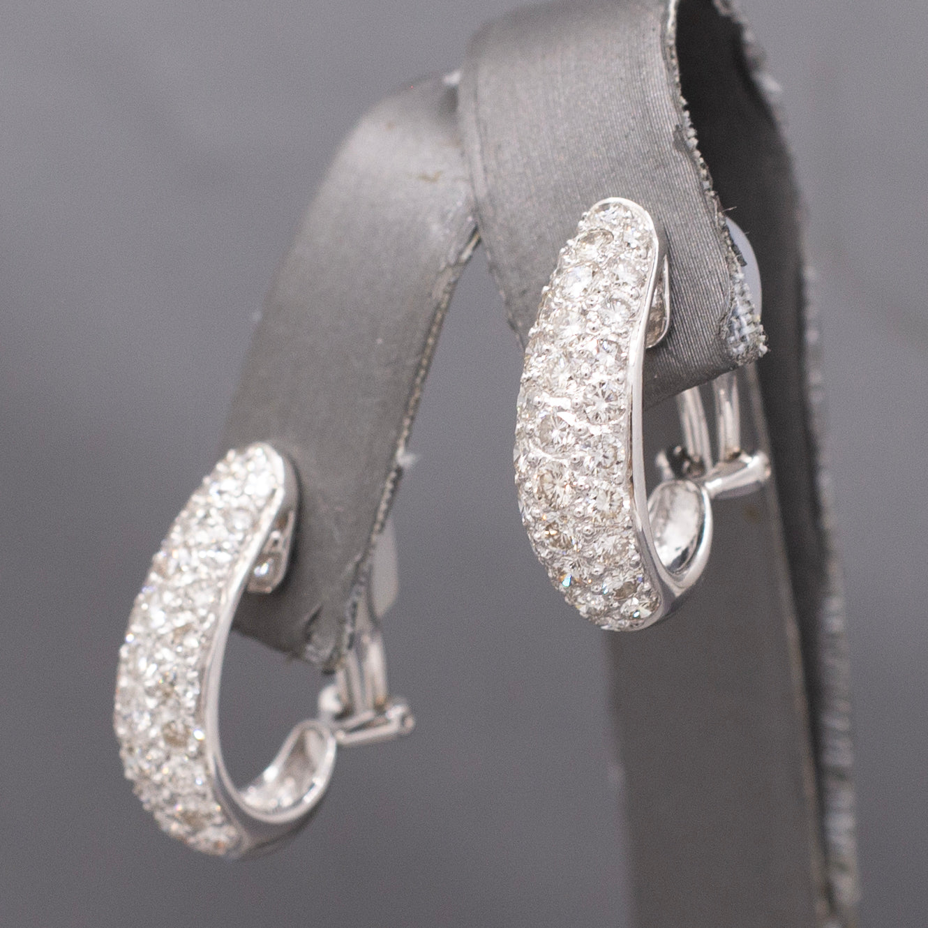 Dazzling 2.98cttw Pave' Diamond J Hoop Earrings in 18k White Gold