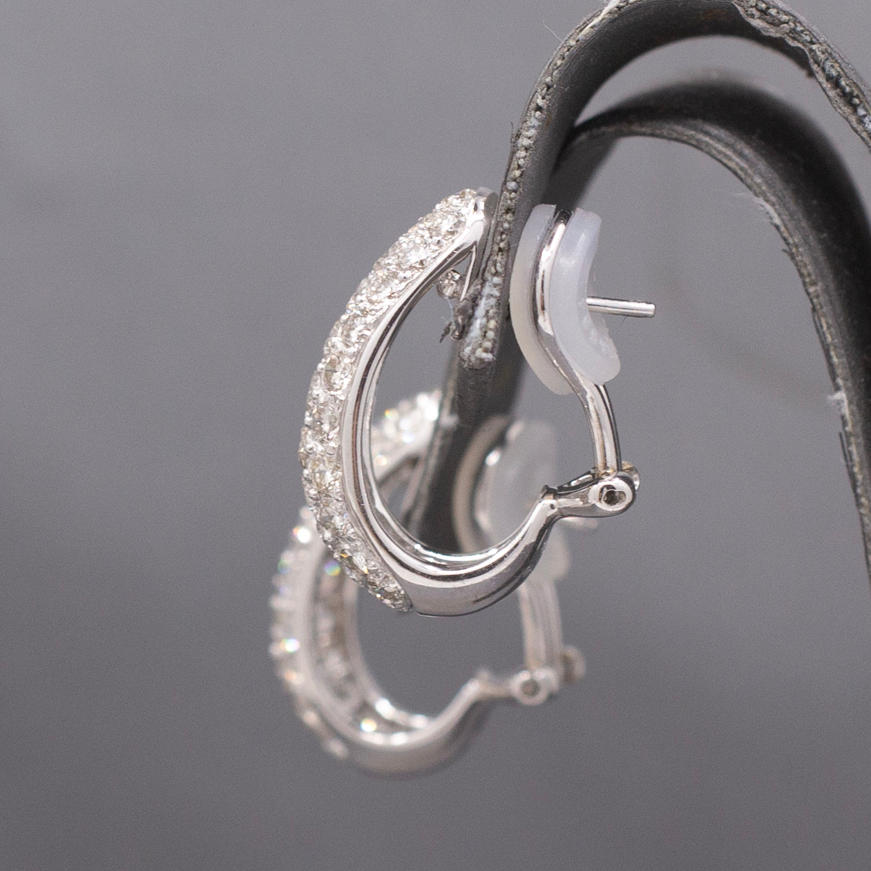 Dazzling 2.98cttw Pave' Diamond J Hoop Earrings in 18k White Gold