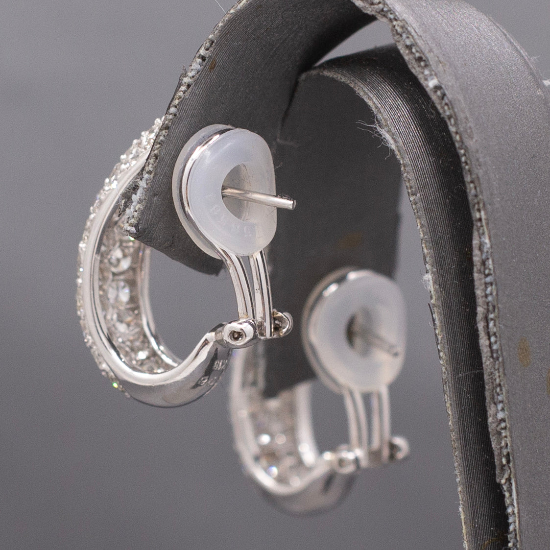 Dazzling 2.98cttw Pave' Diamond J Hoop Earrings in 18k White Gold