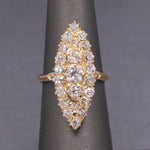 Antique Victorian Navette Old Mine and Old European Cut Diamond Ring in 18k Yellow Gold