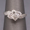 Old European Cut Diamond Cluster Bypass Ring in 14k White Gold