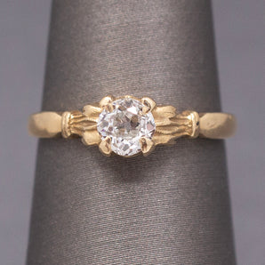 Petite Old European Cut Diamond Victorian Engagement Ring in 10k Yellow Gold