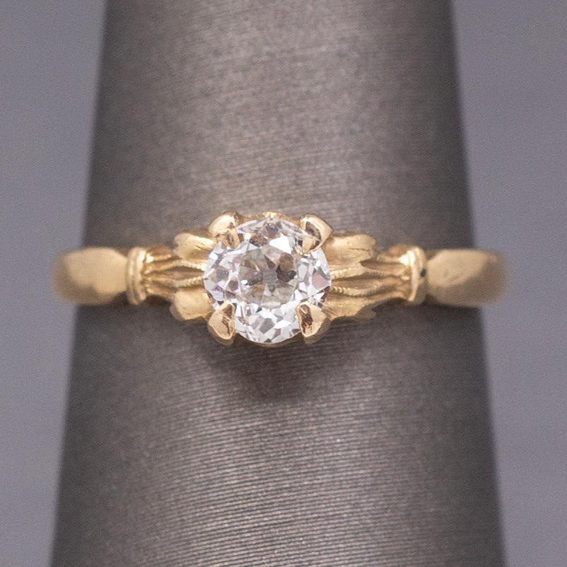 Petite Old European Cut Diamond Victorian Engagement Ring in 10k Yellow Gold