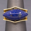 Vintage Modernist Lapis Lazuli East West Set Ring in 18k Yellow Gold