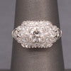 Late Art Deco Old European Cut Diamond Engagement Wedding Ring in Platinum