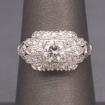 Late Art Deco Old European Cut Diamond Engagement Wedding Ring in Platinum