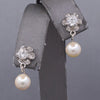 Sparkling Mid-Century Diamond and Akoya Pearl Drop Earrings in 14k White Gold