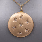 Antique Victorian Old Cut Diamond Star Satin Finished Locket in 10k Yellow Gold