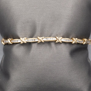 Elegant Baguette Cut Channel Set Diamond Tennis Bracelet in 14k Yellow Gold