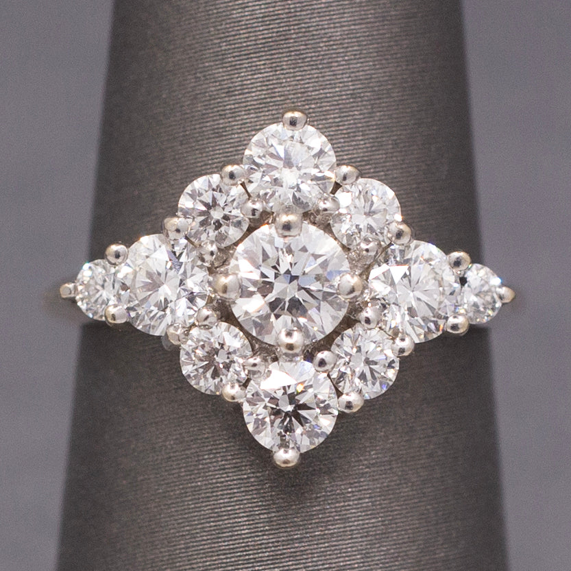 Vintage Hearts on Fire 2.20cttw Diamond Cluster Ring in 18k White Gold