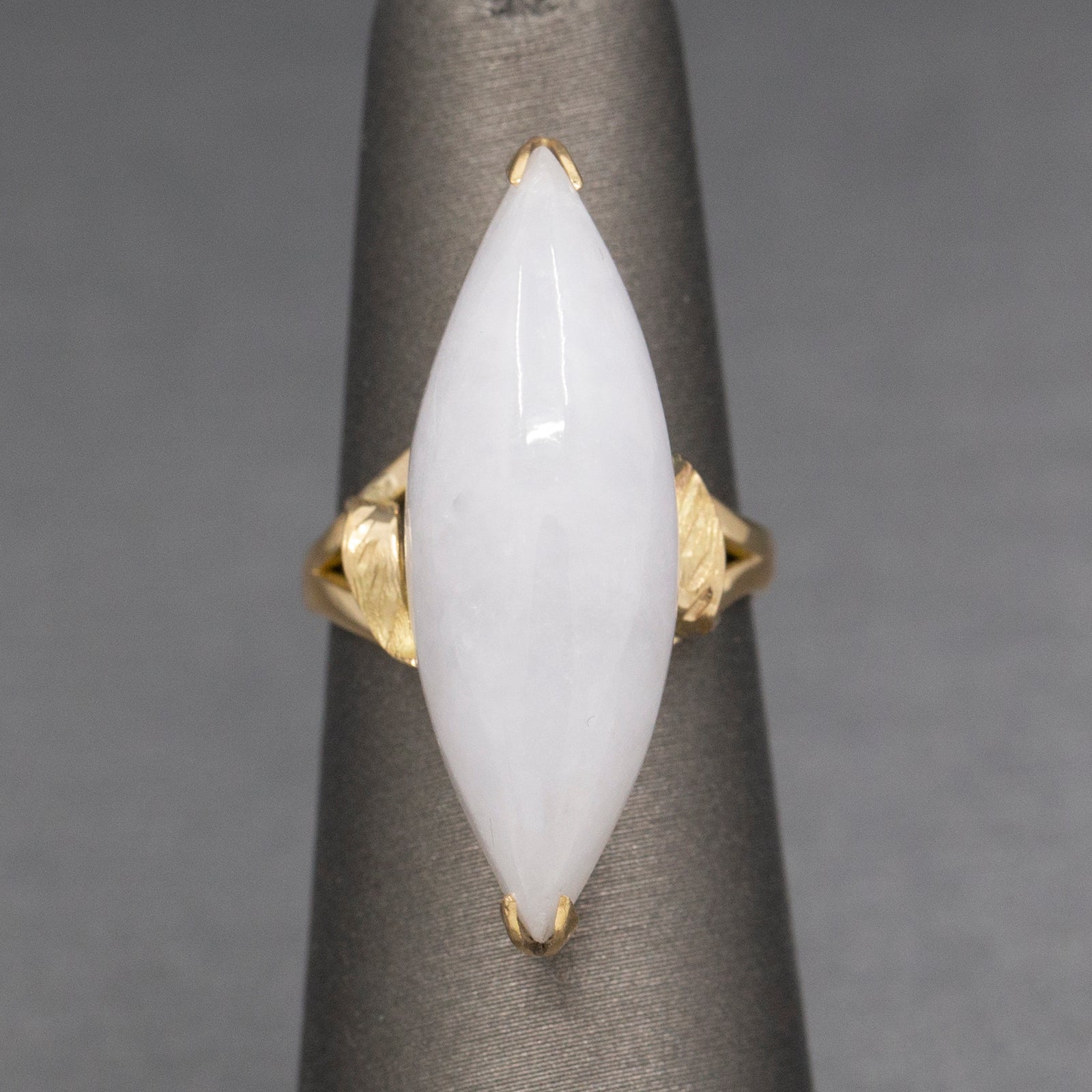 Ladylike Lavender Jade Jadeite Marquise Cocktail Ring In 14k Yellow Gold