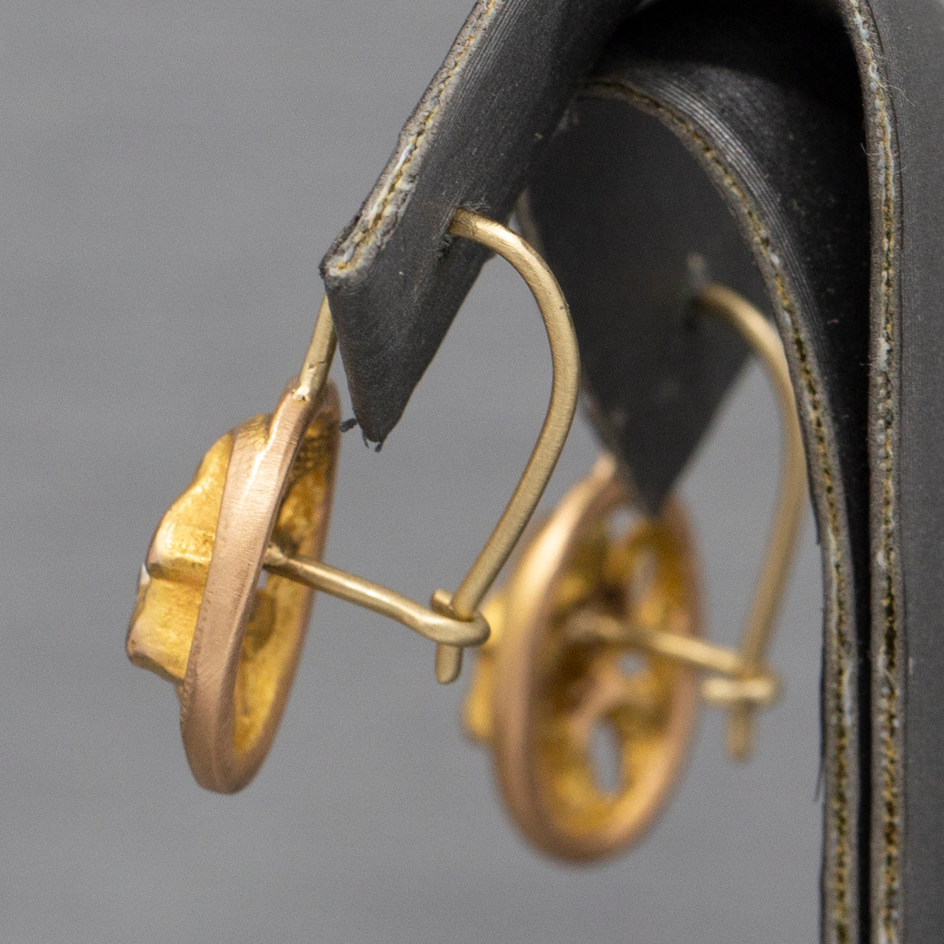 Victorian Antique Snake Serpent with Old Mine Cut Diamond Earrings in 14k YG