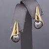 Modern Black Tahitian Pearl Gold Wrap Stud Earrings in 14k Yellow Gold