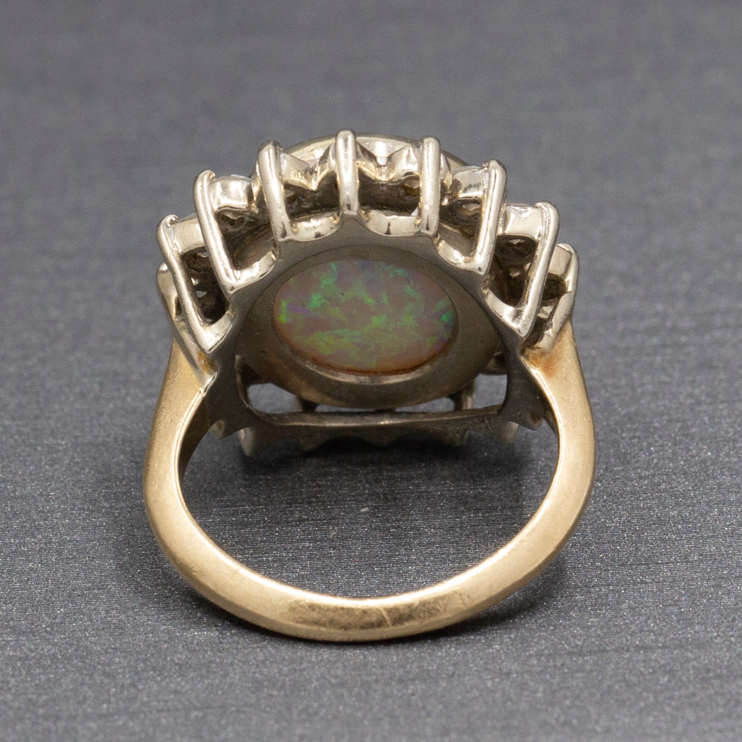 Exquisite Australian Opal and Diamond Cocktail Ring in 14k Yellow Gold
