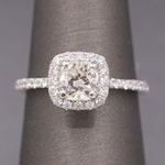 Sparkling GIA Certified Cushion Cut Diamond Halo Engagement Ring in Platinum