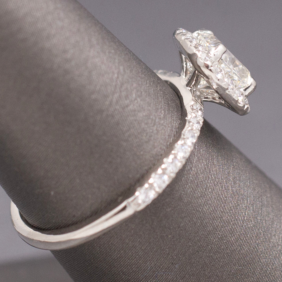 Sparkling GIA Certified Cushion Cut Diamond Halo Engagement Ring in Platinum