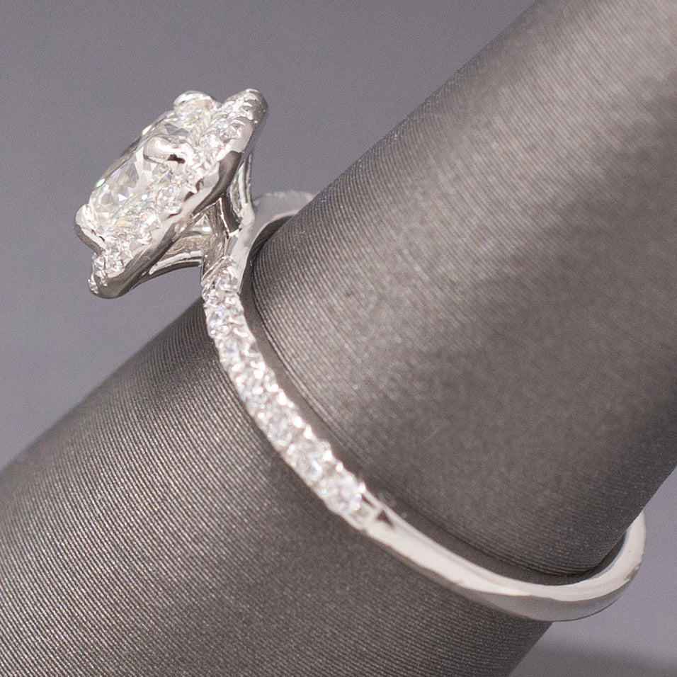 Sparkling GIA Certified Cushion Cut Diamond Halo Engagement Ring in Platinum