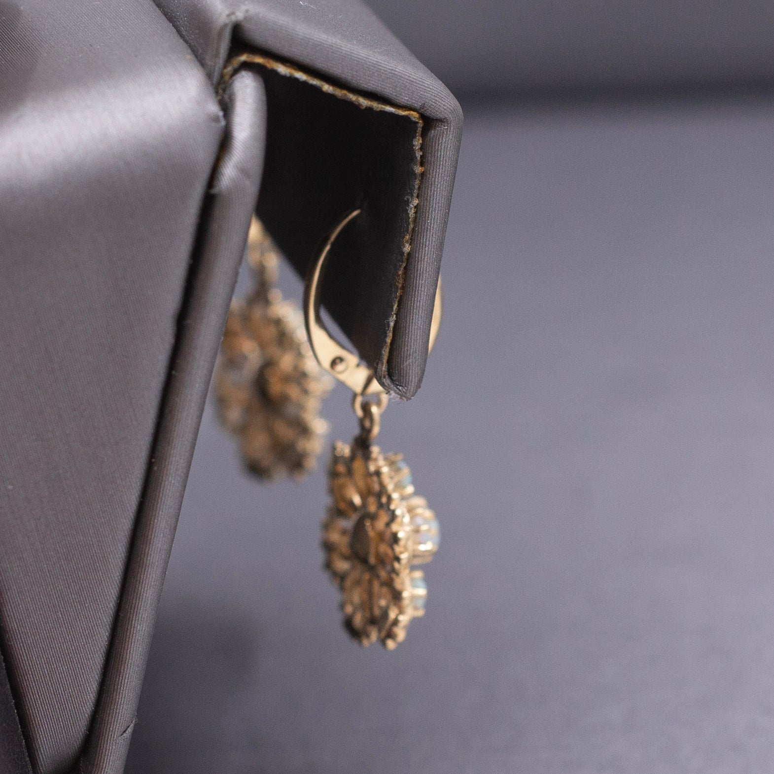 Vintage Romantic Australian Opal Floral Cluster Earrings in 14k Yellow Gold